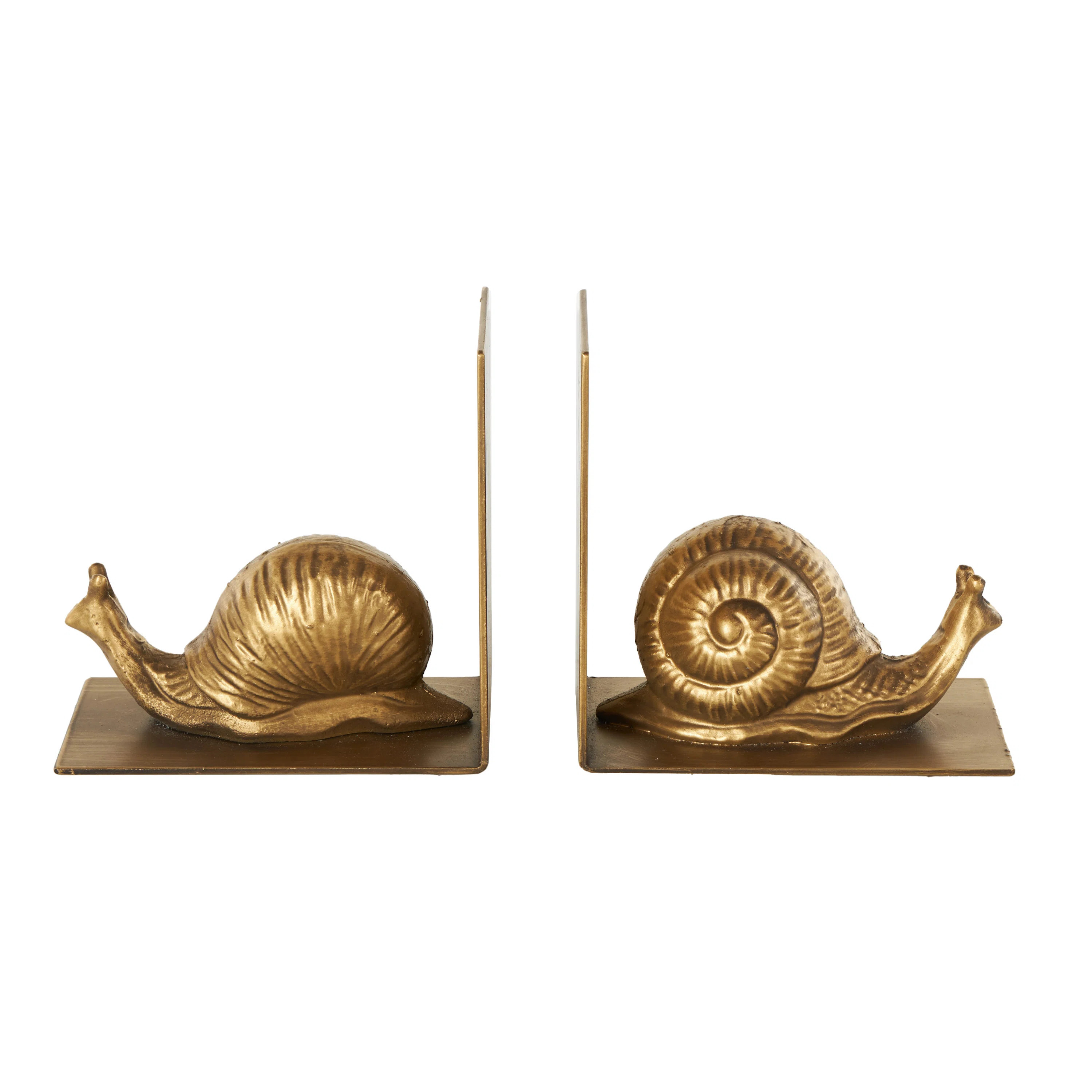 Cole And Grey Metal Crawling Snail Decorative Bookends (Set of 2) | Wayfair North America