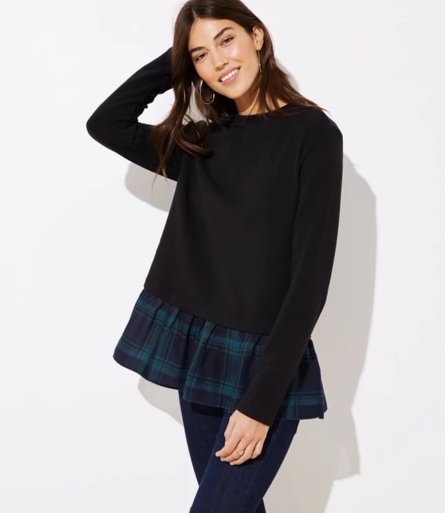 Plaid Flounce Sweatshirt | LOFT | LOFT