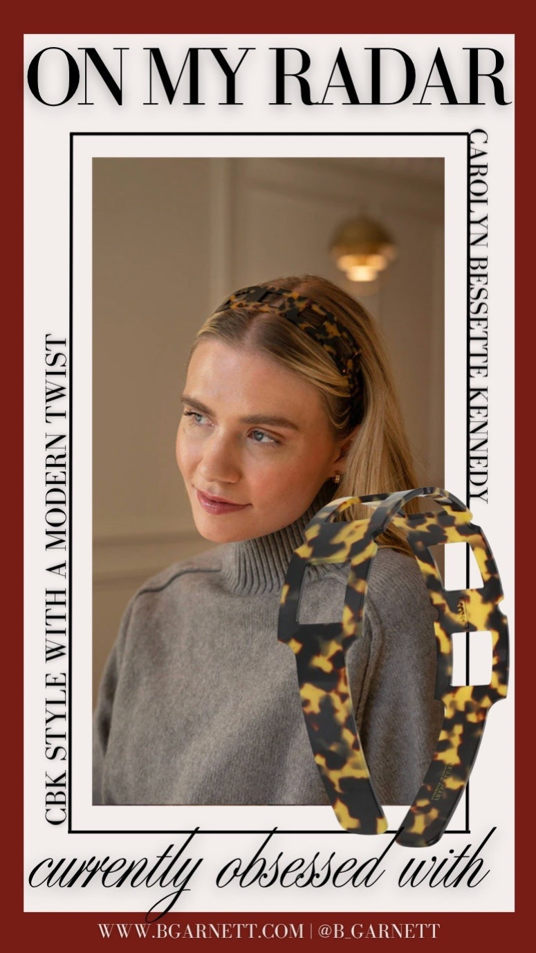 A slightly more contemporary take on CBK’s iconic tortious shell headband-same brand that she wore ina. Different more interesting style 

CBK | Carolyn Bessette Kennedy | headband | CBK style | tortious shell headband 

#LTKSpringSale #LTKgrwm #LTKootd