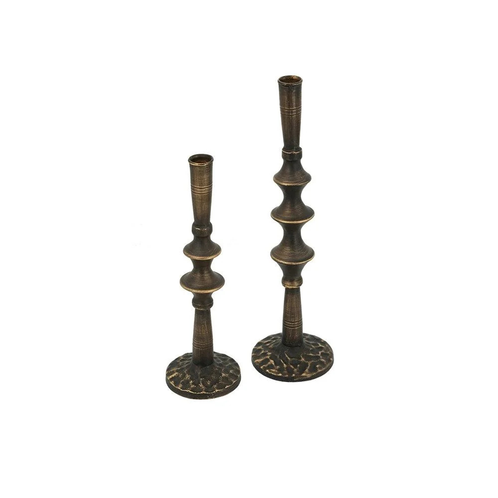 Set of 2 Sculptural Black Iron Candle Holder | Shop Simon