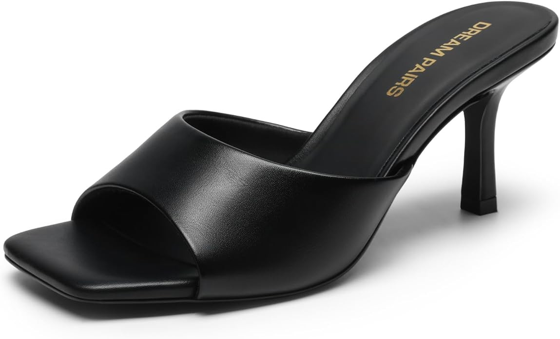 DREAM PAIRS 2026 Women's Kitten Heels Sandals – Square Toe Slip On Low Heels, Heeled Mules Foot... | Amazon (US)