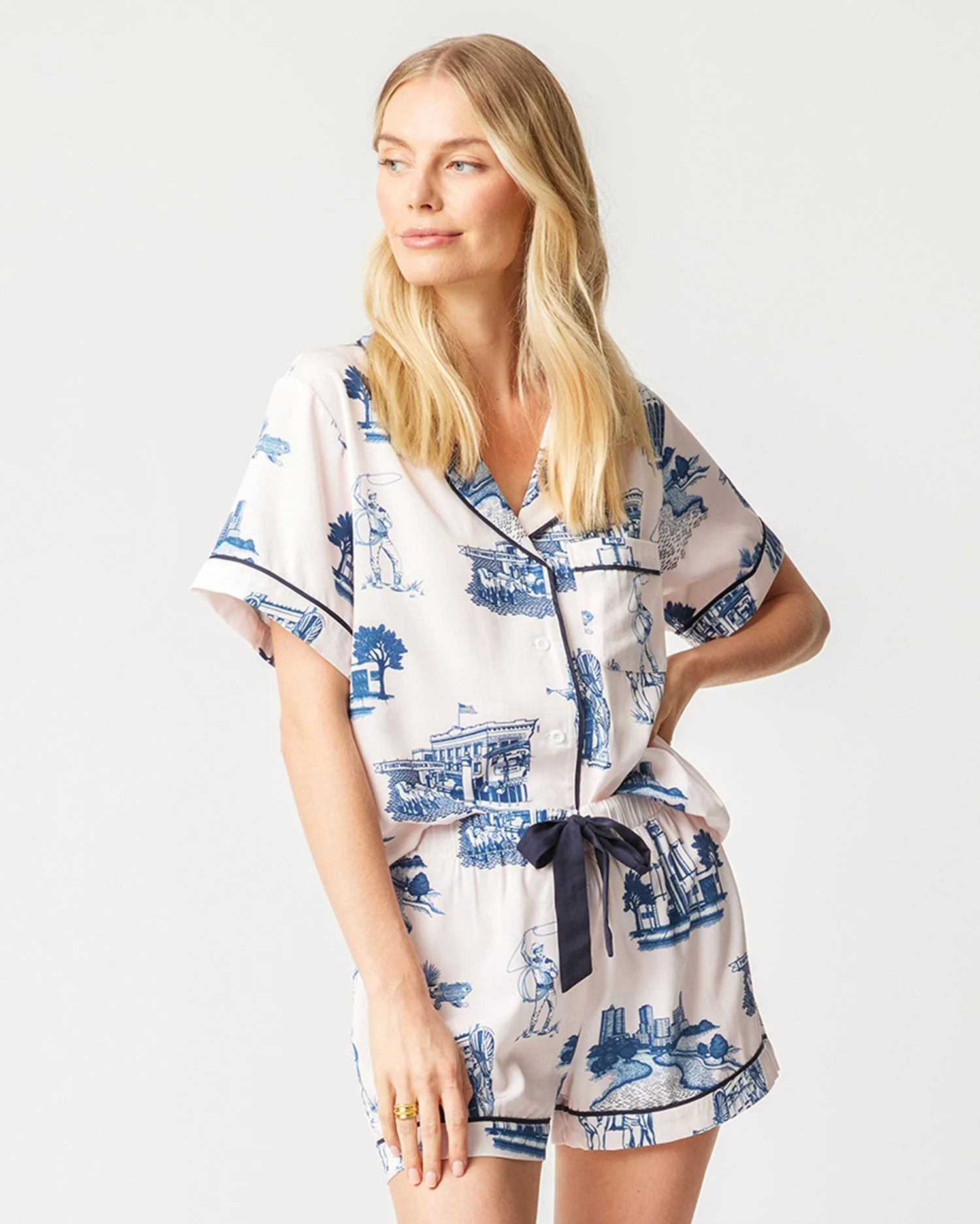 Fort Worth Toile Pajama Shorts Set | Katie Kime Inc