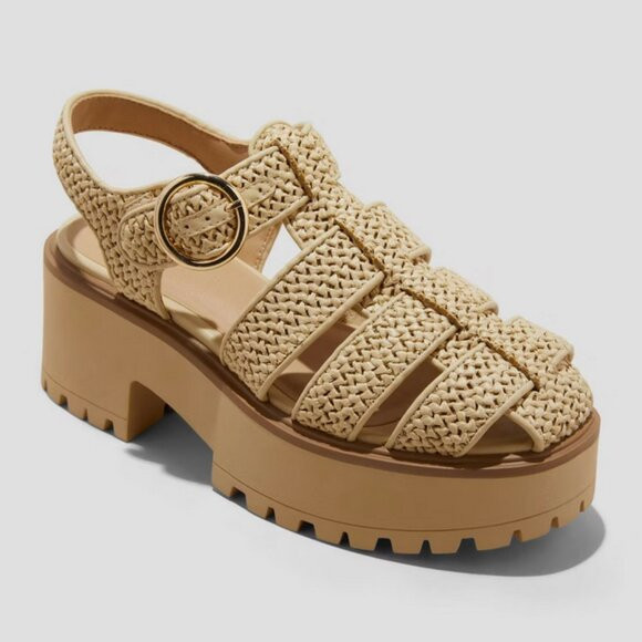 Elide Raffia Fisherman Platform Heels with Memory Foam - Wild Fable Tan 9.5 | Poshmark