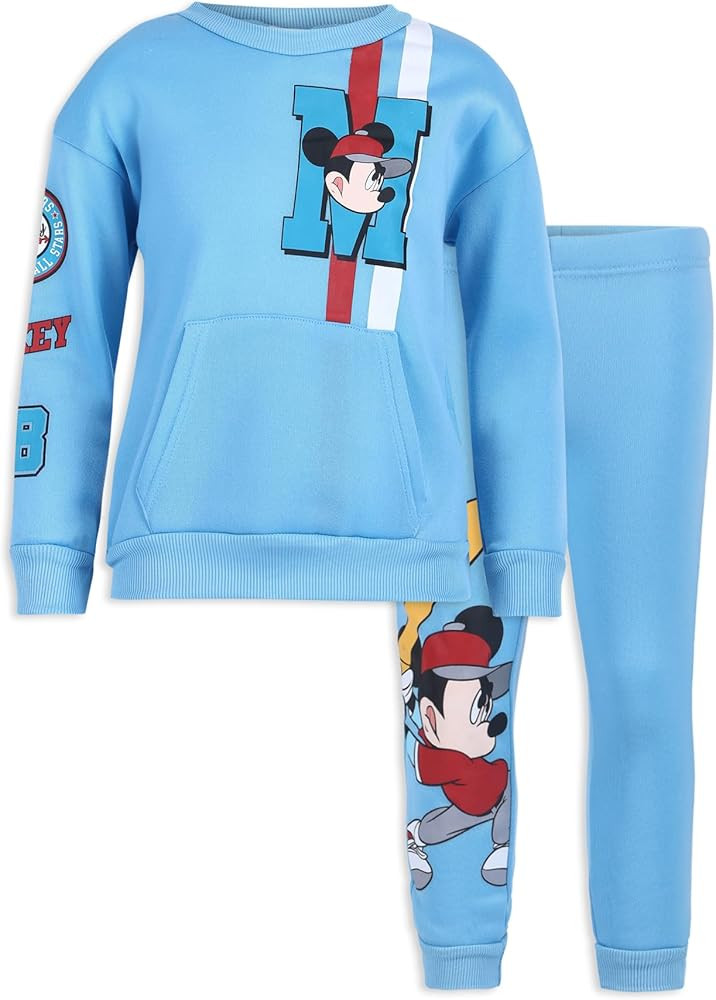 Disney Mickey Mouse Boys 2 Piece Sweatshirt and Pant Sets for Toddlers and Big Kids – Blue | Amazon (US)
