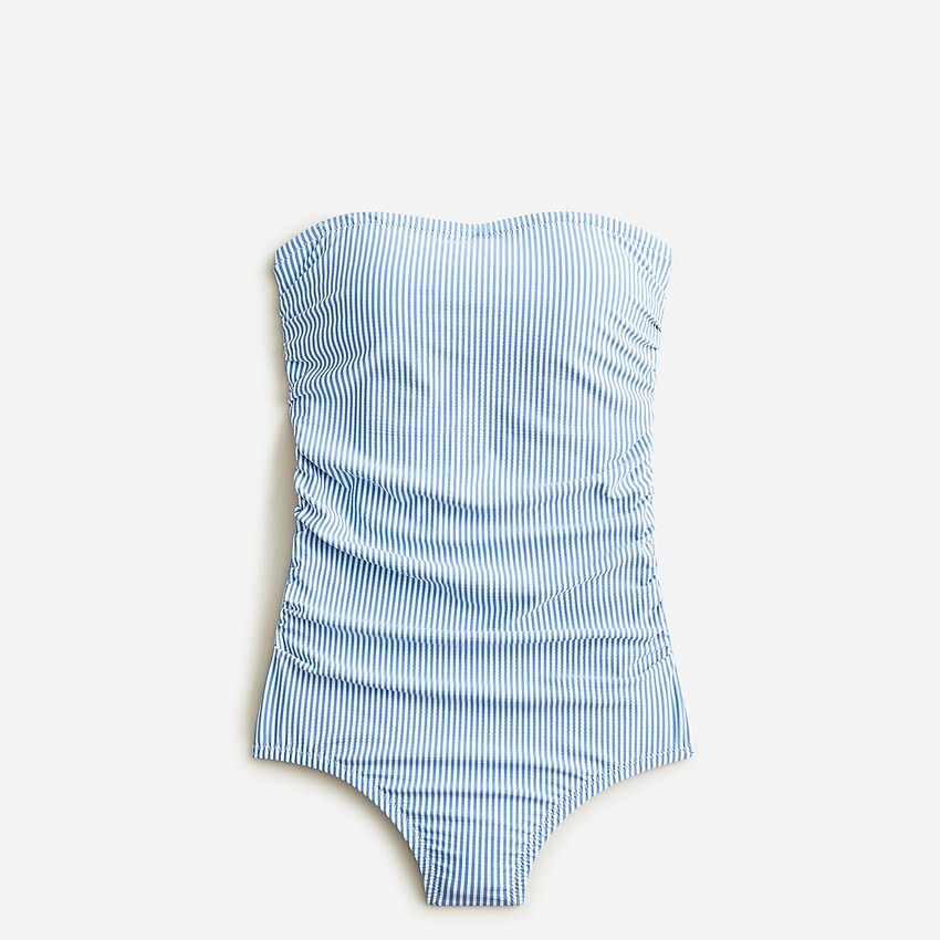 Ruched bandeau one-piece in seersucker | J. Crew US