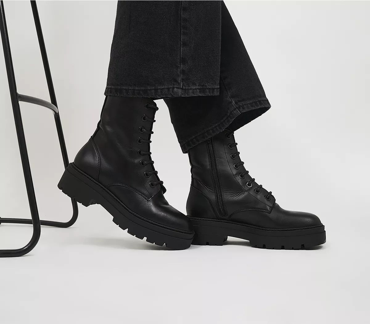 Office
								Arrow Cleat Sole Lace Up Hiker Boots
								Black Leather | OFFICE London (UK)