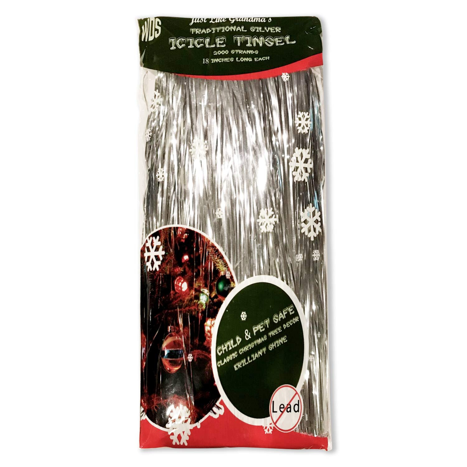 Icicle Tinsel for Christmas Tree Strands - 2000 Old-Fashioned Silver Icicles Garland for Xmas Tre... | Amazon (US)