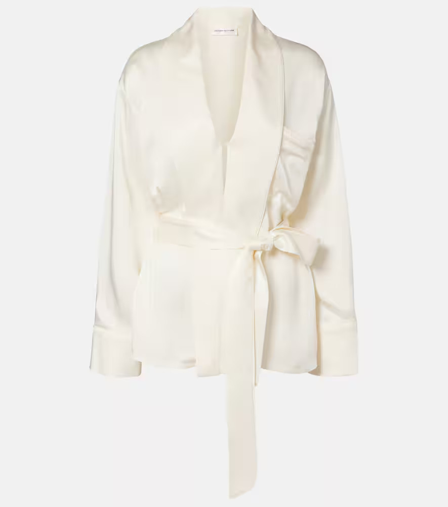 Victoria Beckham Belted satin wrap top | Mytheresa (US/CA)