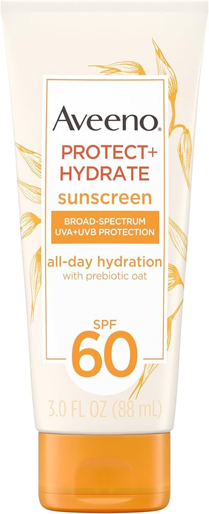 Aveeno Protect + Hydrate Sunscreen Lotion Broad Spectrum SPF 60, Paraben-Free, Oil-Free, Oxybenzo... | Amazon (US)