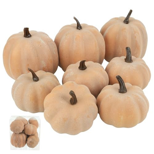 Ghrdopy Fake Pumpkins, 8 Pcs Orange Artificial Pumpkins, Plastic Pumpkins for Thanksgiving Party Table Centerpiece Autumn Home Decoration-C | Amazon (US)