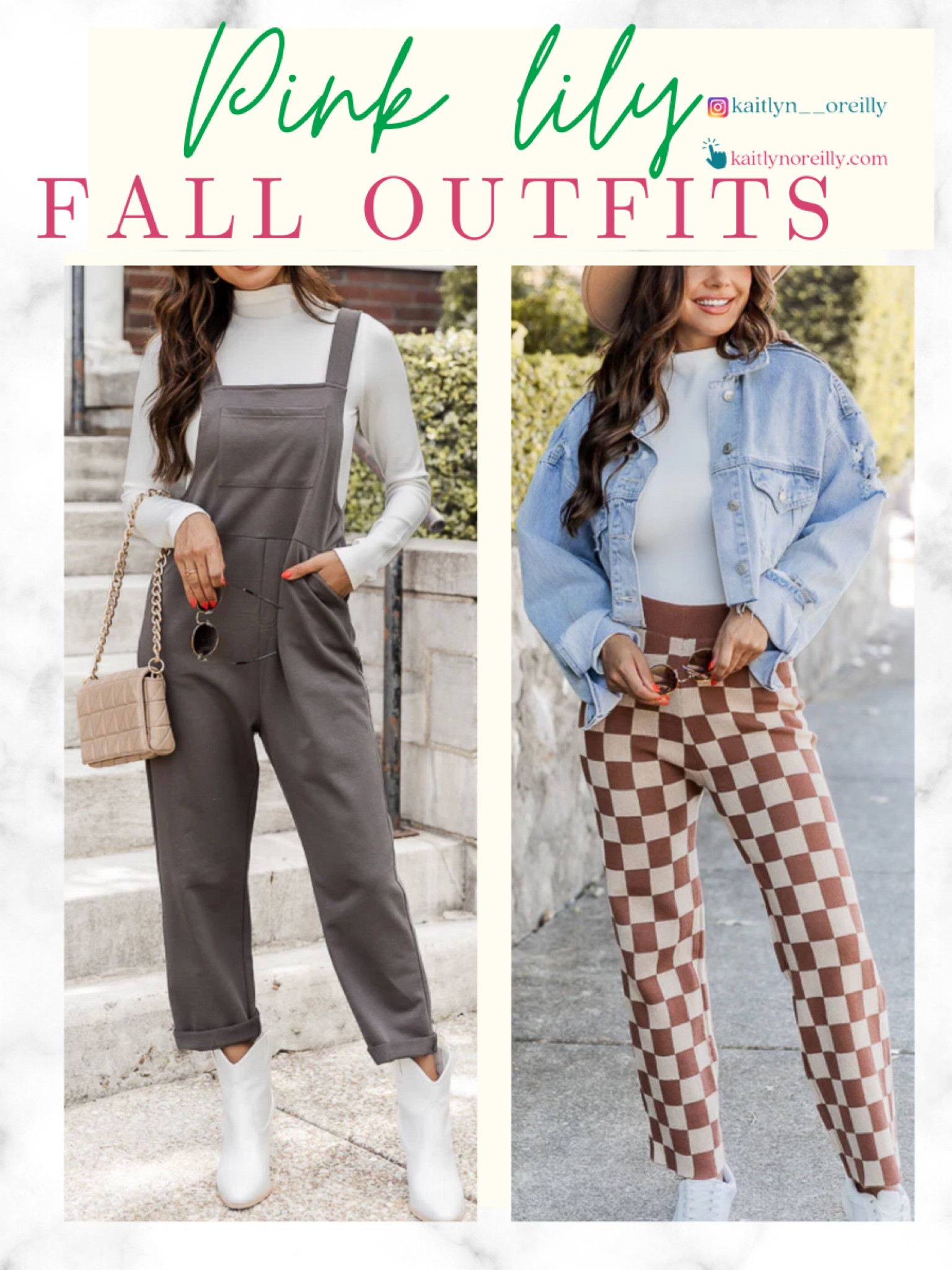 How cute are these simple fall outfits from pink lily. Cute fall checkered pants, denim jacket , overalls , white sneakers , white boots , black bag and sunglasses.

fall outfits , fall outfit , halloween , sale , fall sale , fall , halloween outfits , jeans , jean jacket , bump friendly   

#LTKfit #LTKunder50 #LTKitbag #LTKshoecrush #LTKSale #LTKU #LTKtravel #LTKSeasonal #LTKunder100 #LTKstyletip #LTKbump #LTKunder100 #LTKcurves