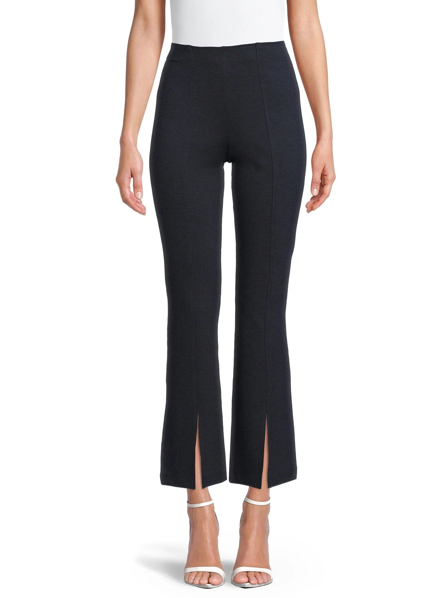 Time And Tru Women's Ponte Bootcut Pants with Front Slit | Walmart (US)
