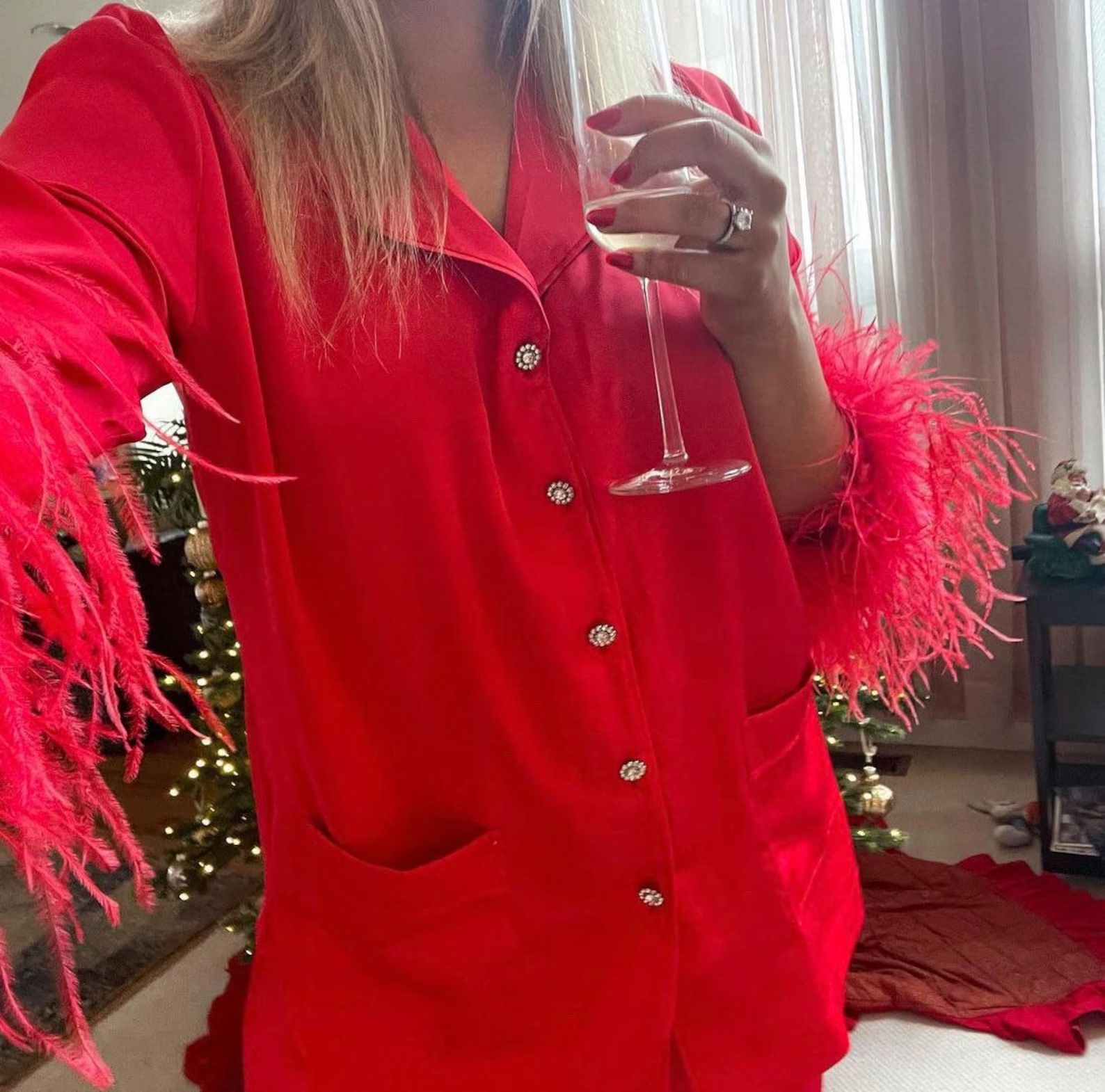 Red Ostrich Feather PJ! Perfect birthday present , Valentine’s Day pj, galetines day pj, annive... | Etsy (US)