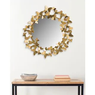 SAFAVIEH Ruthie Butterfly Gold 27-inch Decorative Mirror - 27" x 27" x 2.5" | Bed Bath & Beyond