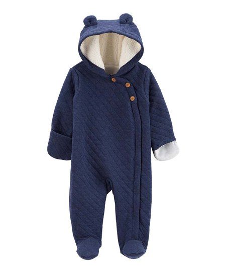 Navy Ears Sherpa-Lined Quilted Bunting - Newborn & Infant | Zulily