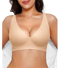 Popilush Wireless Bras Women Seamless No Underwire Push Up Bra Supportive Deep V Bralette Everyda... | Amazon (US)