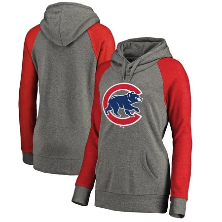 Chicago Cubs Women's Primary Logo Tri-Blend Raglan Pullover Hoodie - Heather Gray/Red | Walmart (US)