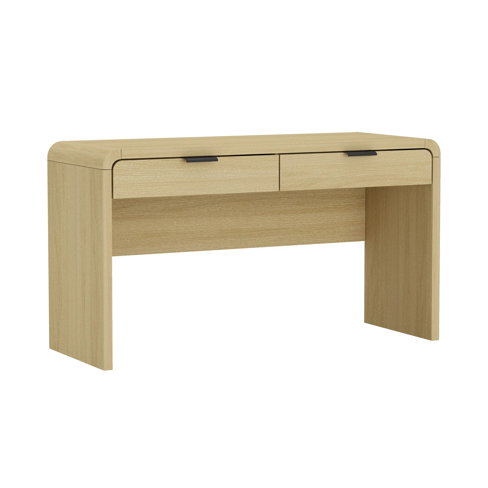 Grace 54" Home Office Desk with 2 Drawers in Natural Oak and Black | Wayfair North America