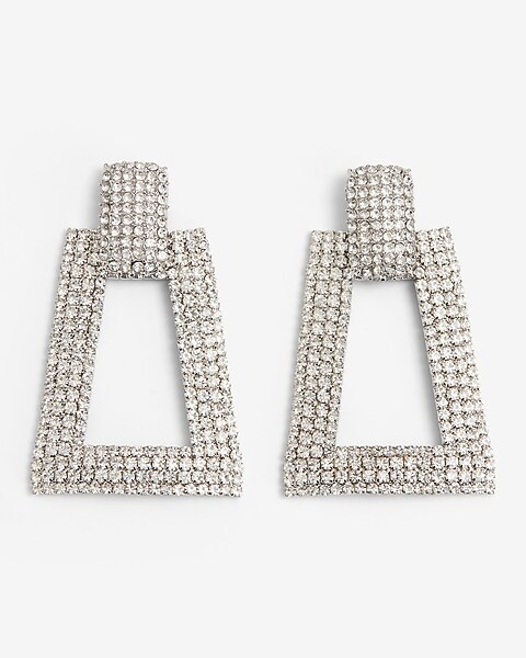 Rhinestone Triangle Doorknocker Drop Earrings | Express