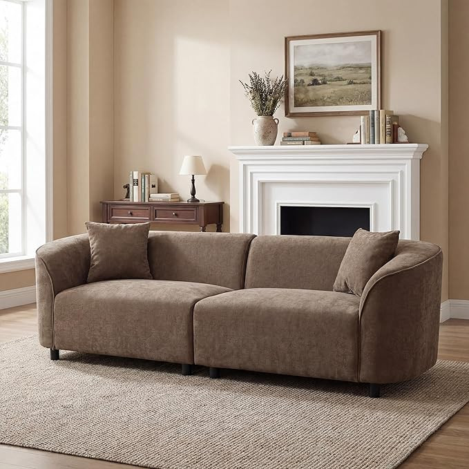 Merax 87" Curved Sofa Comfy Contemporary Upholstered Loveseat with Extra Deep Seats for Living Ro... | Amazon (US)