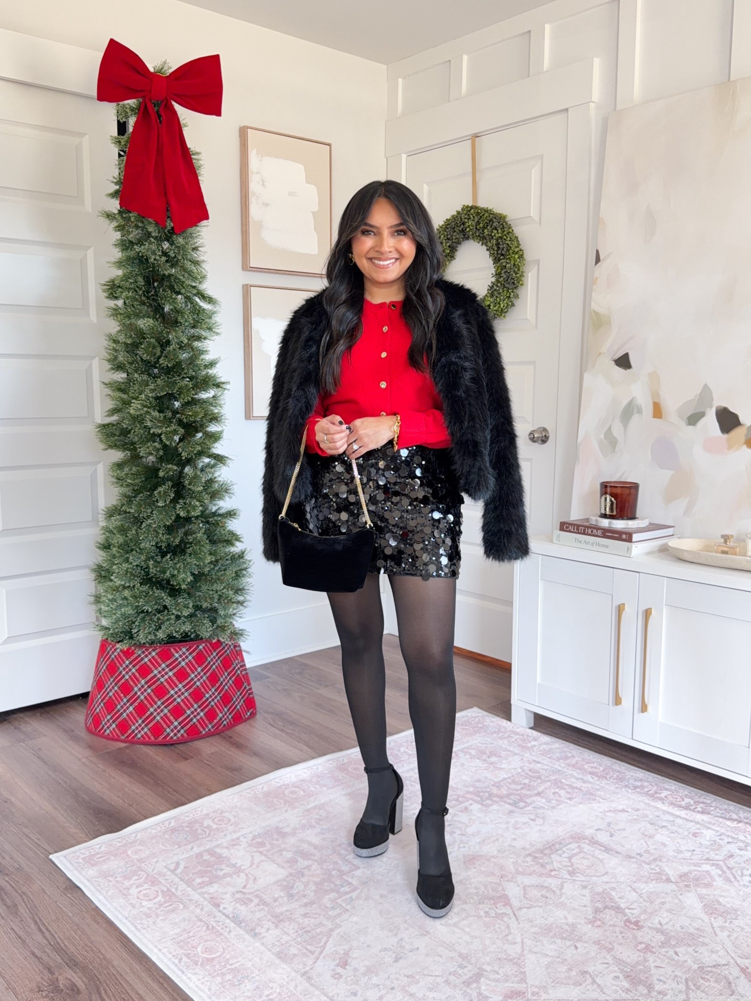 Abercrombie Black Friday Sale! Use code CYBERAF for an extra 15% off! 
Black faux fur coat size xxs TTS
Vivid red cardigan size xs TTS
Scarlett sequin mini skort size xs regular TTS
Black tights size small TTS
Black platform heels size 5 TTS

#LTKSaleAlert #LTKPetite #LTKHoliday