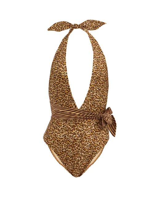 Zimmermann - Empire Plunge-neckline Leopard-print Swimsuit - Womens - Brown Multi | Matches (US)