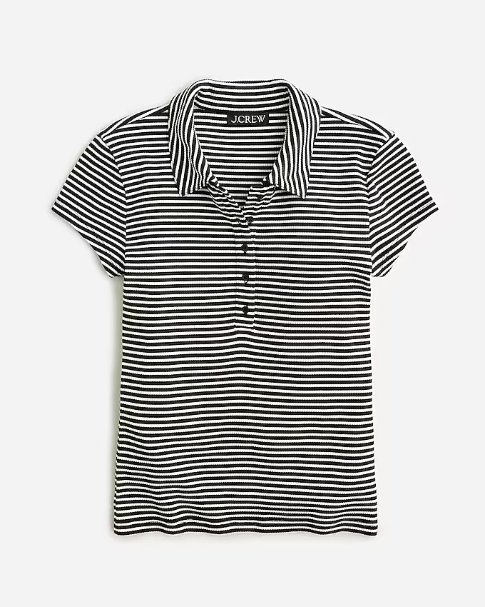 Short-sleeve henley polo in striped vintage rib | J. Crew US