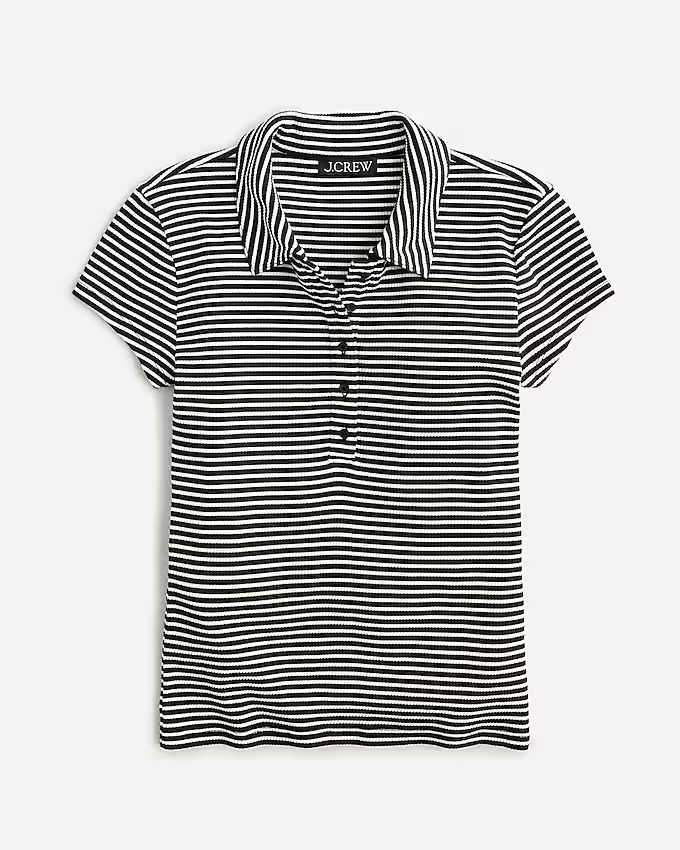 Short-sleeve henley polo in striped vintage rib | J.Crew US