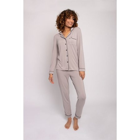 Pretty You London Womens Bamboo Pyjama Set in Mink | Walmart (US)