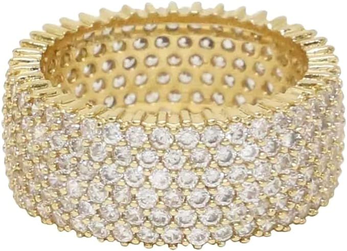 Ettika 18k Gold Plated Ring for Women. Crystal Thick Band. Fashion Jewelry with Clear Crystals | Amazon (US)