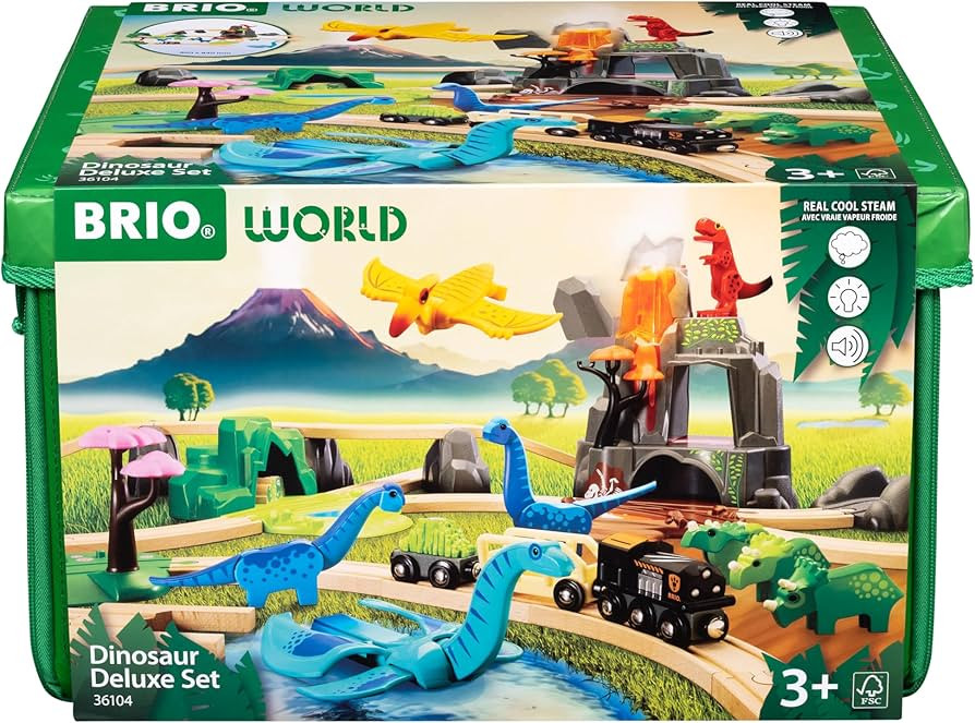 BRIO World Dinosaur Deluxe Set - 44-Piece FSC-Certified - Wood Train Set & Accessories - Works wi... | Amazon (US)