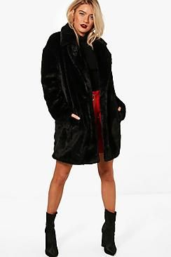 Boutique Oversized Collar Faux Fur Coat | Boohoo.com (US & CA)