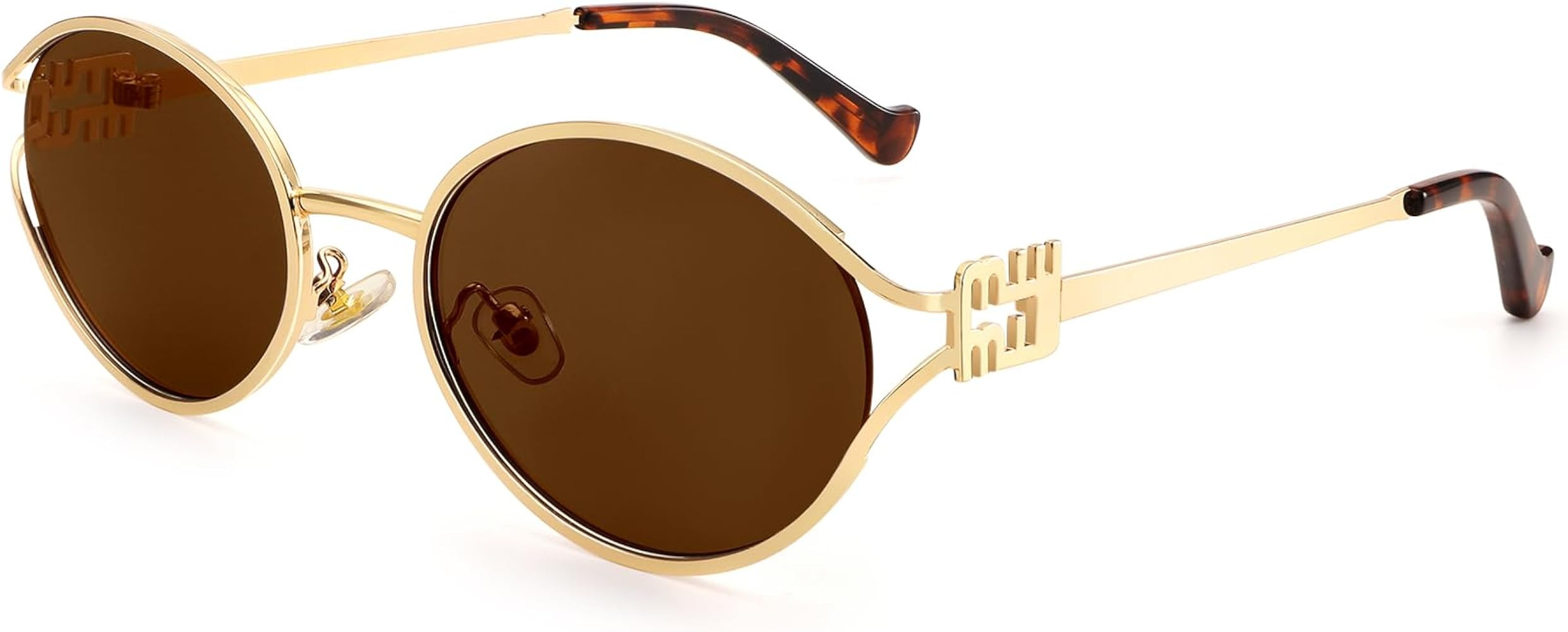 Dollger Retro Oval Sunglasses for Women Trendy Gold Frame Small 90s Designer Shades Sunglasses | Amazon (US)