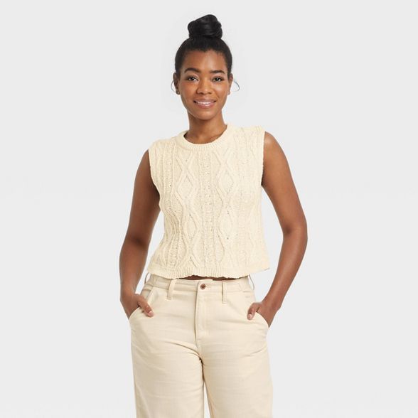 Women's Crewneck Cable Knit Sweater Vest - Universal Thread™ | Target