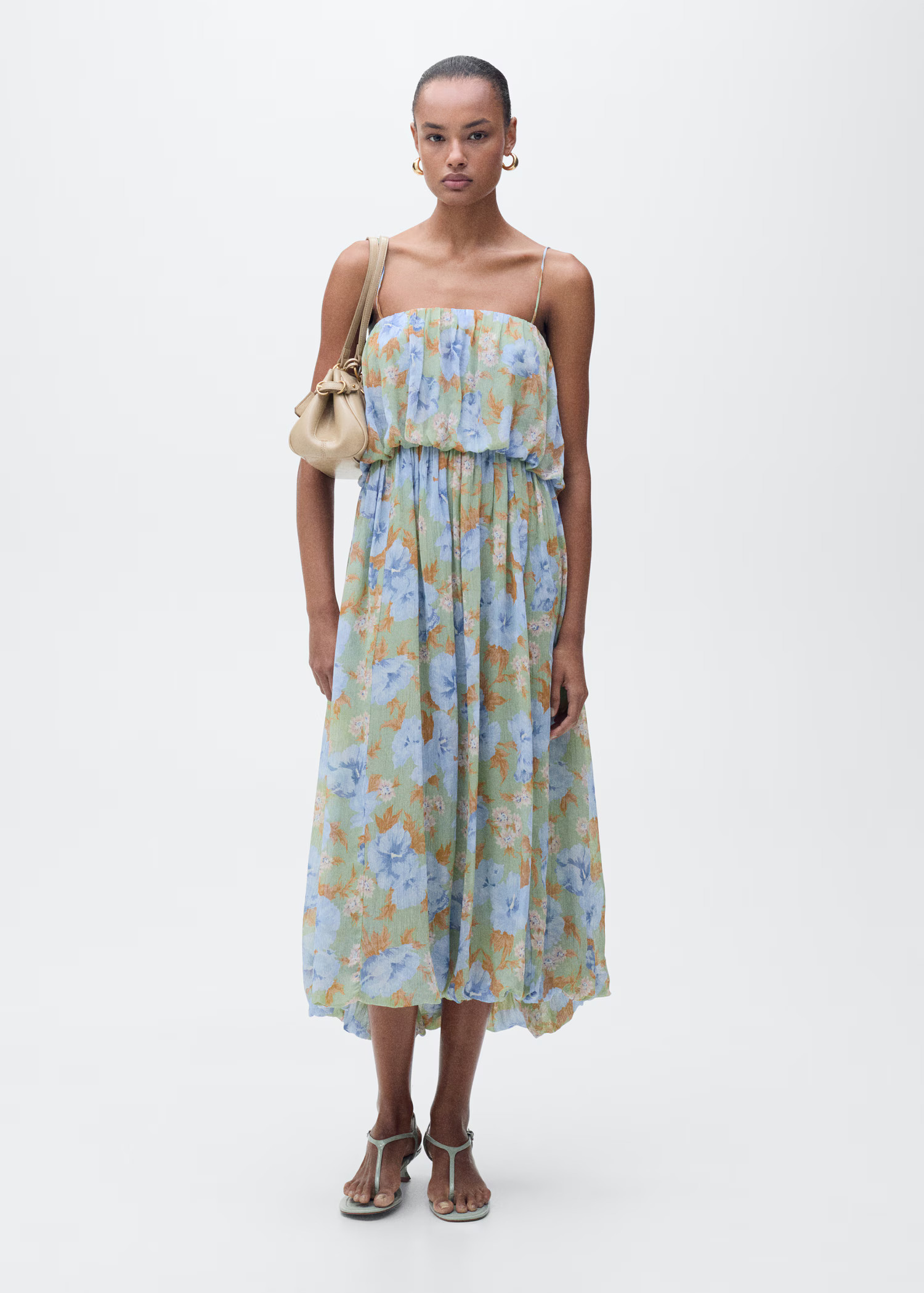 Floral-print dress with gathered waist - Women | MANGO USA | Mango (US/MX/AU)