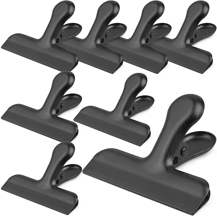 Funfery Stainless Steel Black Chip Clips 3" Bag Clips for Kitchen Storage,Food,Snacks,8 Pack Larg... | Amazon (US)