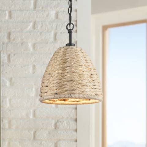 Hathaway 10 1/4" Wide Matte Black Basket Mini Pendant | Lamps Plus
