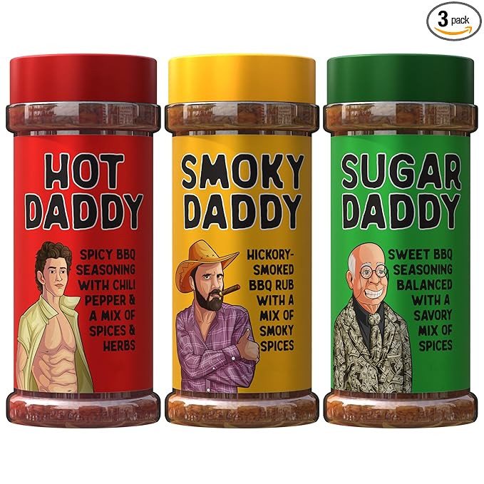 BBQ Rub Dad Gift Set - Sugar Daddy, Hot Daddy, Smoky Daddy. Barbecue Seasoning, Valentines Day Gi... | Amazon (US)