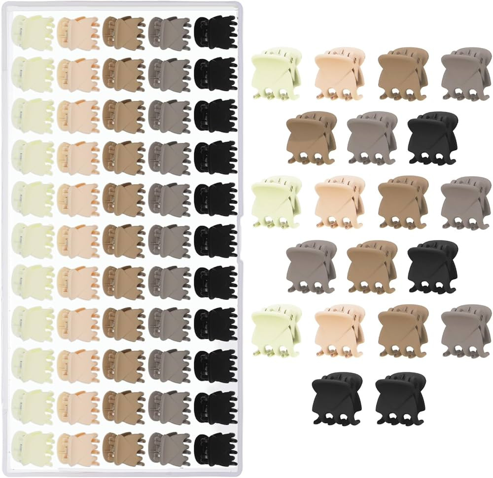 Obeoby 60 Pcs Mini Hair Clips, 5 Colors Small Claw Clips for Short Thin and Fine Hair, Hair Acces... | Amazon (US)