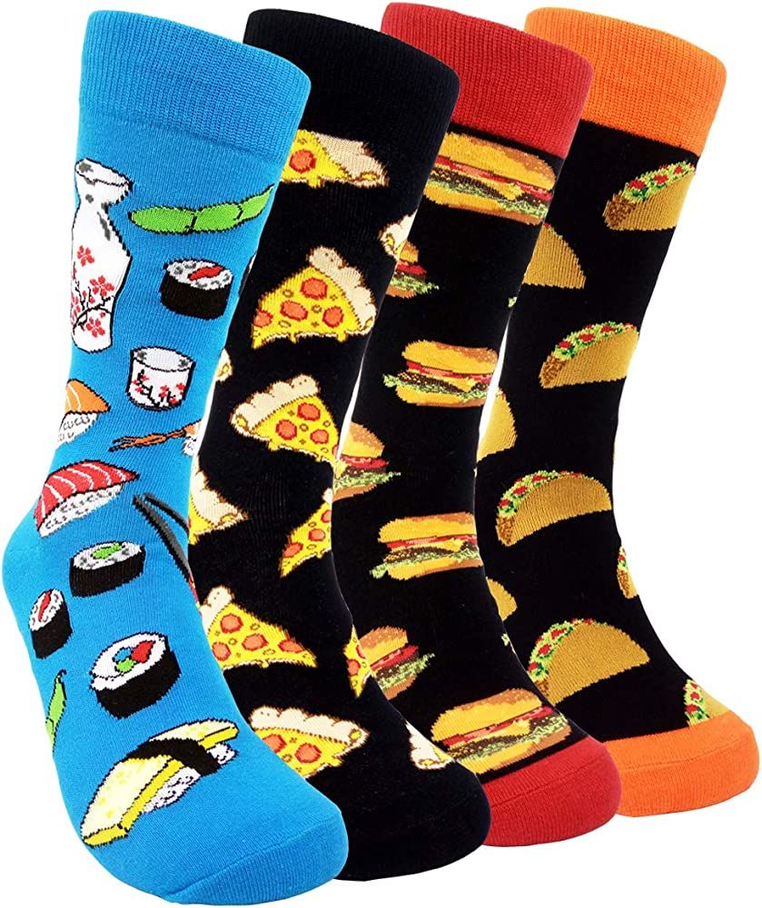 Amazon.com: HSELL Mens Funny Food Pattern Dress Socks - Fun Novelty Sushi Cheese Burger Taco Craz... | Amazon (US)