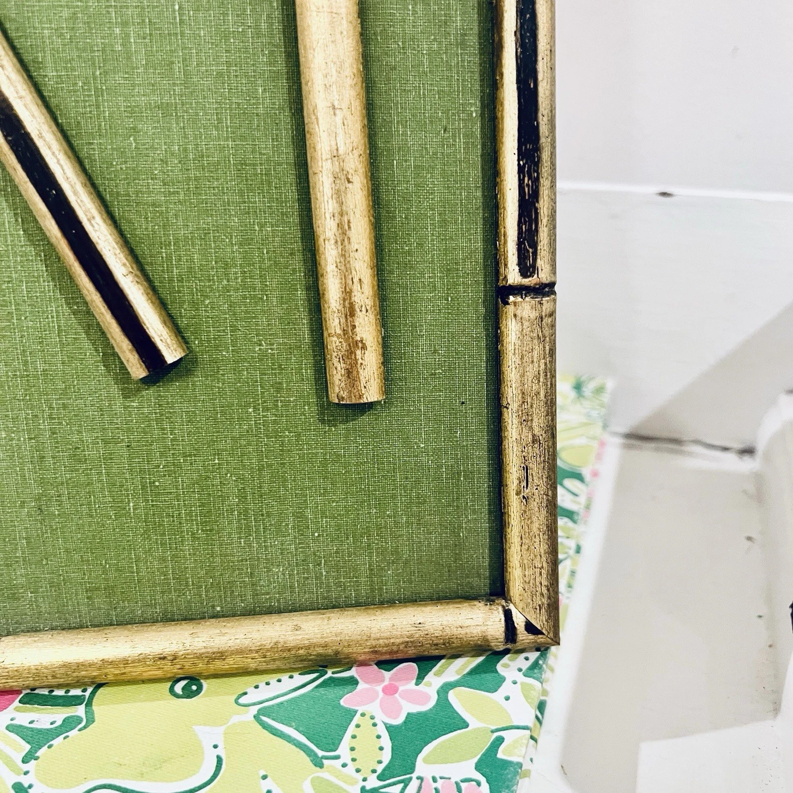 VTG Eaton's Magnetic Gold Gilted Wood Faux Bamboo Magnetic Picture Frame - Green | eBay US