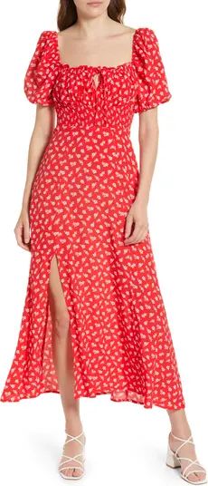 Floral Side Slit Midi Dress | Nordstrom