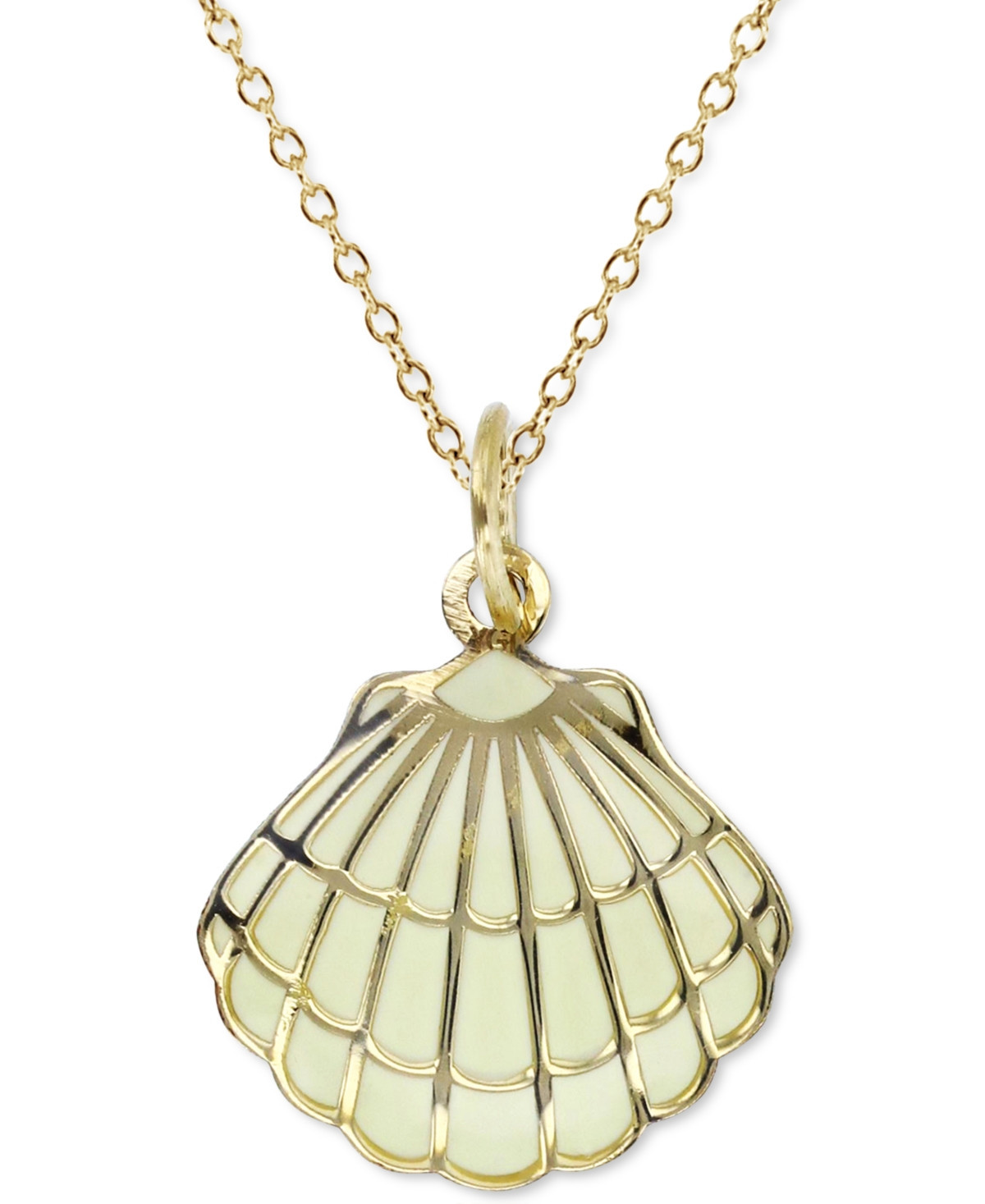 Enamel Shell 18" Pendant Necklace in 14k Gold - Gold | Macy's