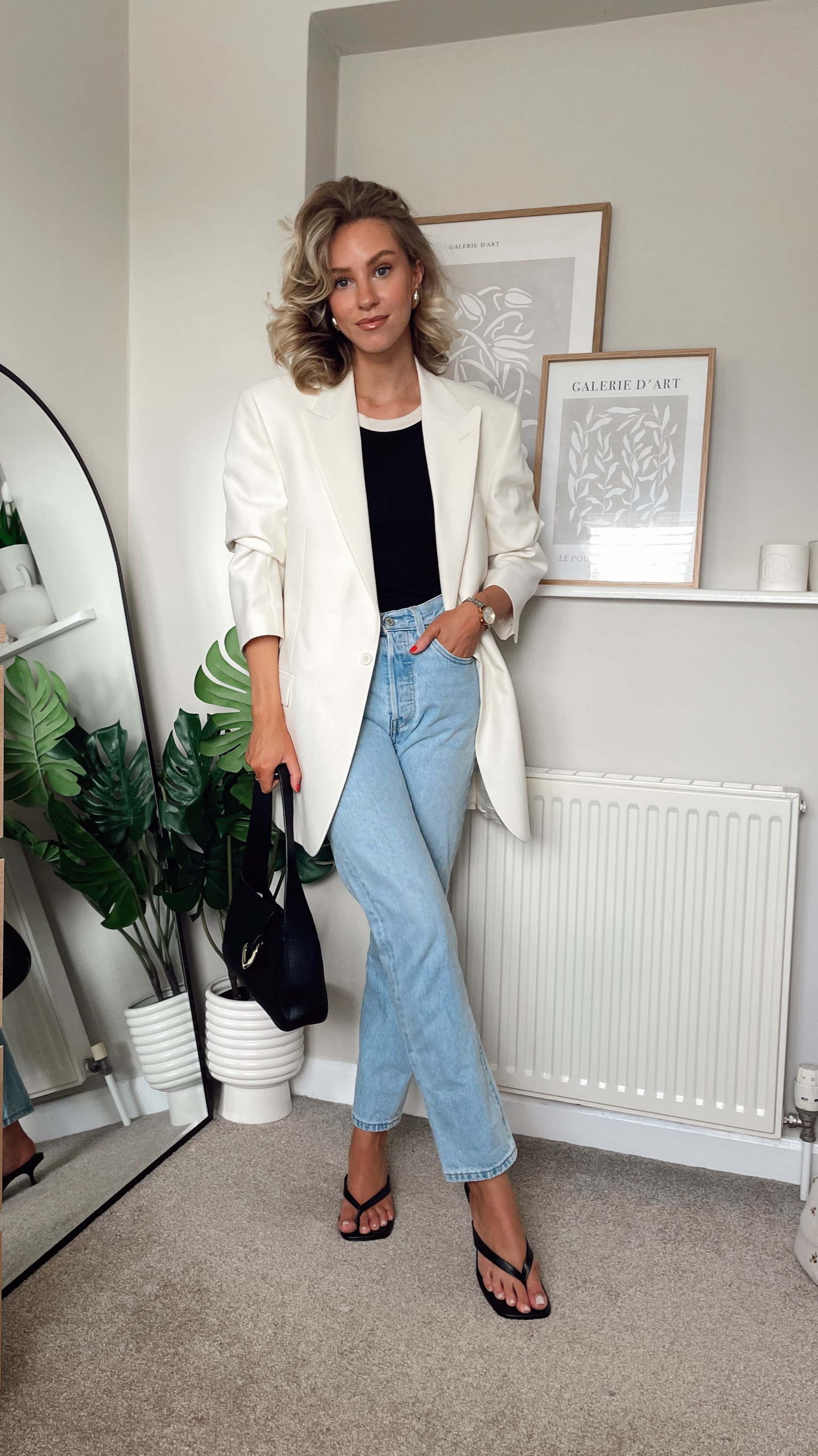 Easy casual drinks outfit
Levis 501s, mango heel black sandals, cream blazer (preloved, linked similar), arket 2 tone vest, coach tabby bag

#LTKstyletip #LTKSeasonal #LTKeurope