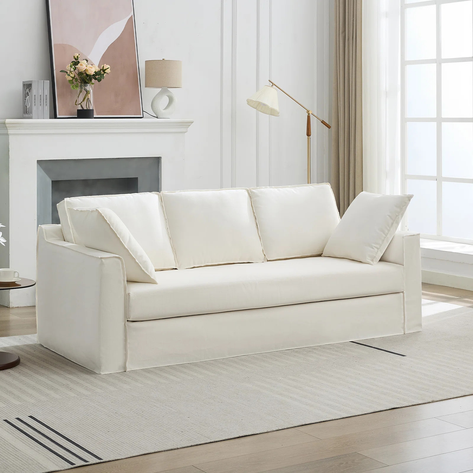 Kashanda 84.6" Wide Arm Slipcovered Sofa | Wayfair North America