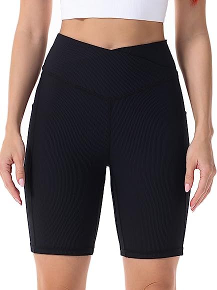 Sunzel 10" / 8" / 5" Biker Shorts for Women with Pockets, High Waisted Yoga Athletic Gym Workout Com | Amazon (US)
