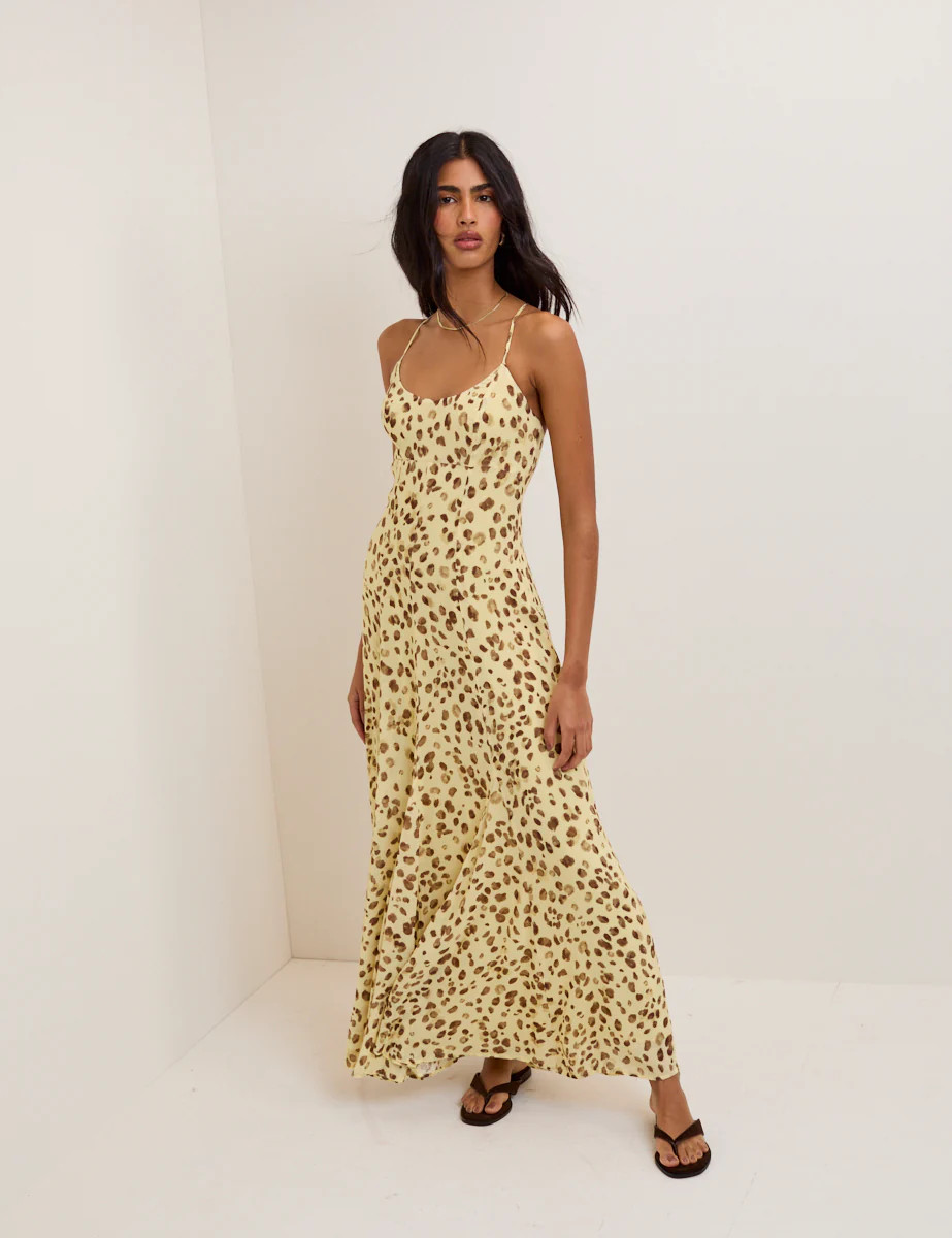 Butter Yellow Leopard Print Kiki Midi Dress | Nobody's Child