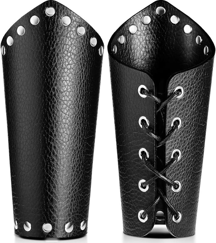 2 Pieces Unisex Faux Leather Gauntlet Wristband Arm Guards for Cosplay | Amazon (US)