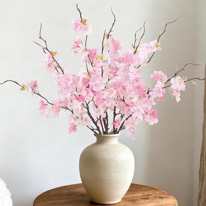 12 PCS Faux Cherry Blossom Branches Décor 22.83 Inch Fake Artificial Cherry Flowers for Home Ind... | Amazon (US)