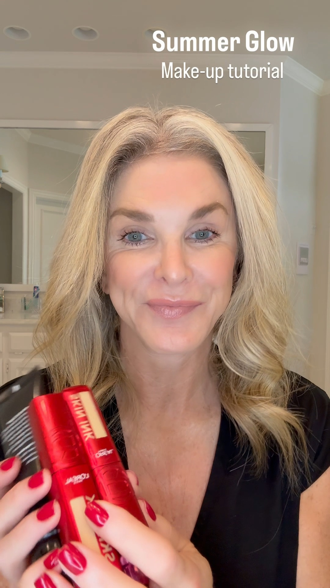 Summer GLOW make-up routine:
• Revision Skincare Intellushade SPF45
• L’Oréal Skin Ink color 40 and 20
• Grande wrap mascara
• it Cosmetics cream blush - Sunlit
• Hourglass lip balm - Mist 
• two in one brow gel
• Too Faced eye shadow pallet 
• Dibs stick - High Road Highlight 
• Opi nail polish - Big Apple Red 

#LTKFindsUnder50 #LTKOver40 #LTKBeauty